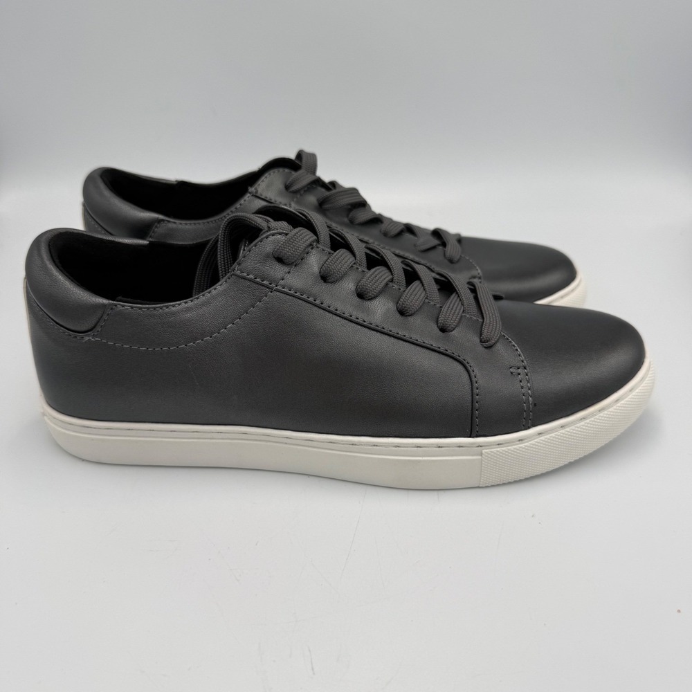 Kenneth Cole New York Kam Black Leather Lace Up Sneakers Womens 8 Gold Heel Tab
